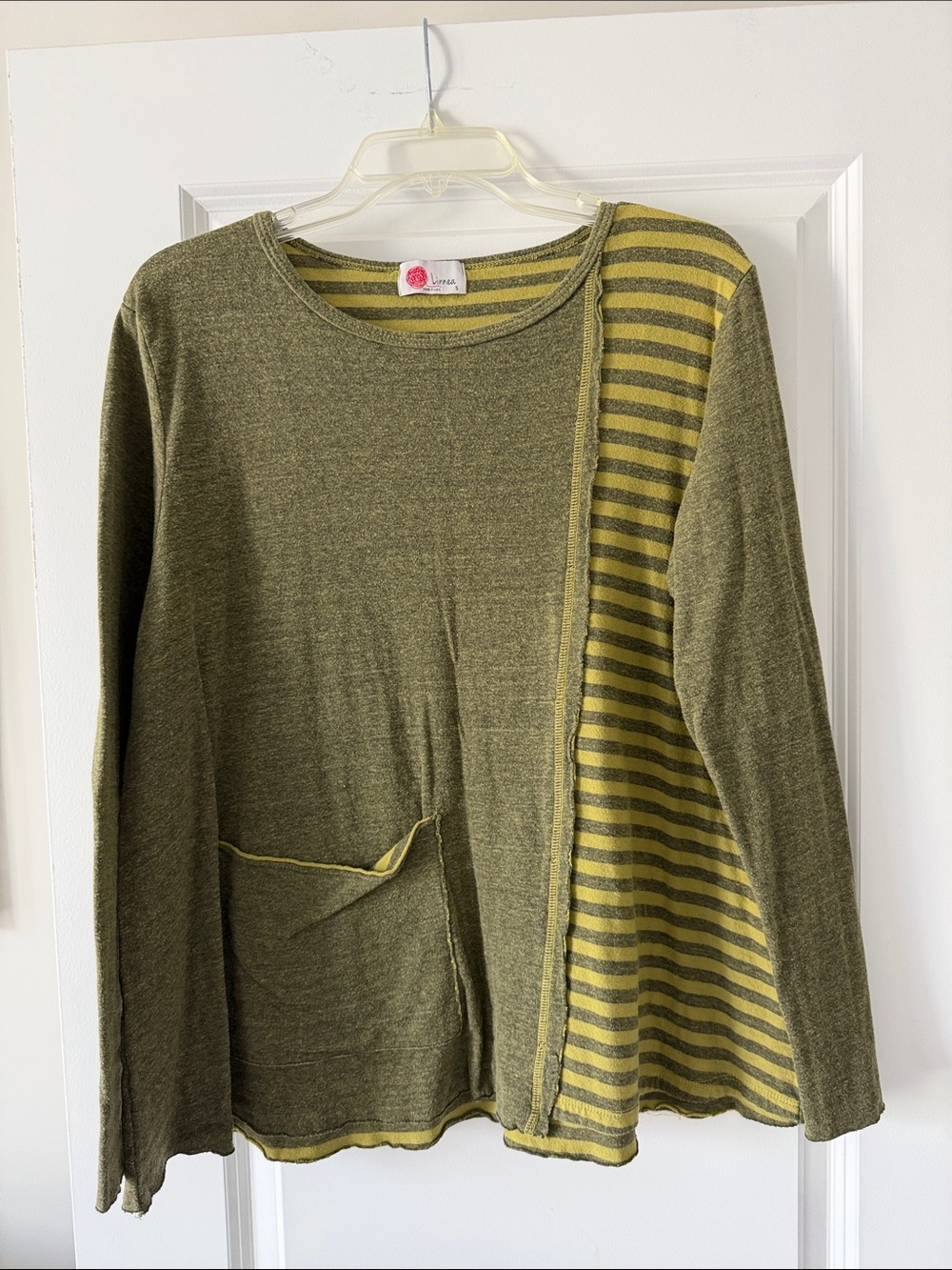 Olive & Chartreuse Striped Women's Tunic
